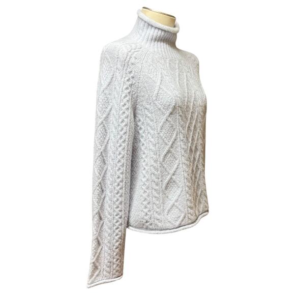 J.Crew Alpaca Wool Cable Knit Rollneck Sweater Light Blue Gray Medium - Picture 5 of 7